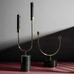 AYTM Grasil lysestake, gull/grønn, bredde 13 cm, marmor New