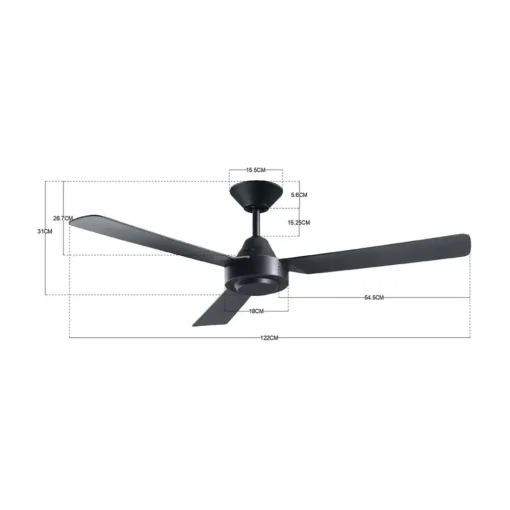 Beacon Lighting Beacon takvifte Bayside Calypso svart 122 cm stille| Takvifter|Moderne Takvifter