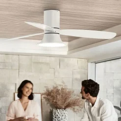 Beacon Lighting Beacon takvifte med lys Flusso hvit Ø 132 cm stille| Takvifter|Moderne Takvifter
