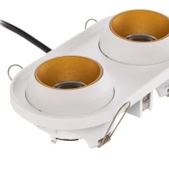 BEGA LED innfelt spot Studio Line, hvit/messing, 2 lyskilder.| Butikkbelysning