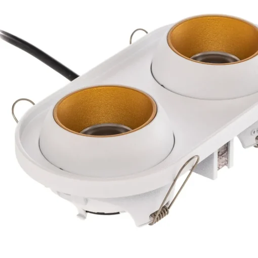 BEGA LED innfelt spot Studio Line, hvit/messing, 2 lyskilder.| Butikkbelysning
