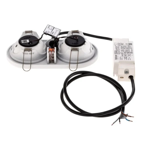 BEGA LED innfelt spot Studio Line, hvit/messing, 2 lyskilder.| Butikkbelysning