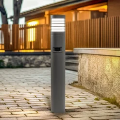BEGA LED-gatelampe 85061AK3, grå, 3000 K, støpt aluminium| Gatebelysning, Pullert Belysning