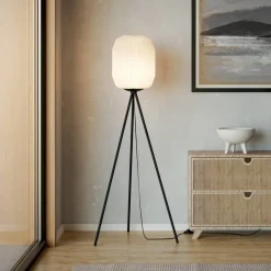 EGLO Belgrave gulvlampe, høyde 141,5 cm, svart/hvit, metall Hot