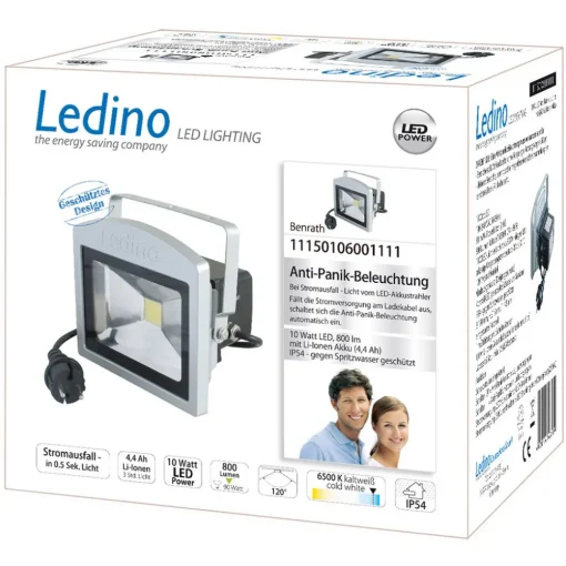 Ledino Benrath LED-spot, antipanikklampe med batteri| Nødlys|Kommersiell Utebelysning
