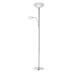 Globo Blade uplight med leselampe, matt nikkel| Gulvlamper