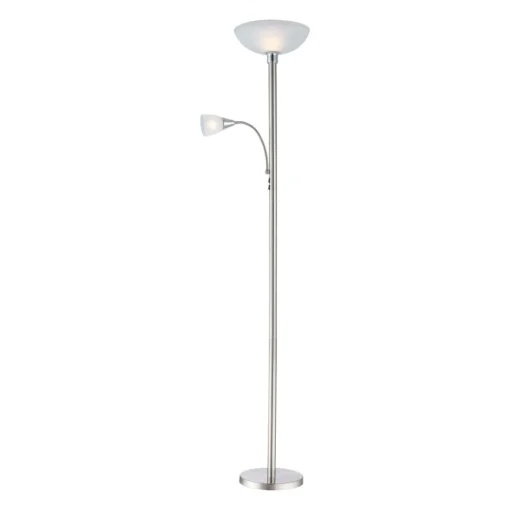 Globo Blade uplight med leselampe, matt nikkel| Gulvlamper