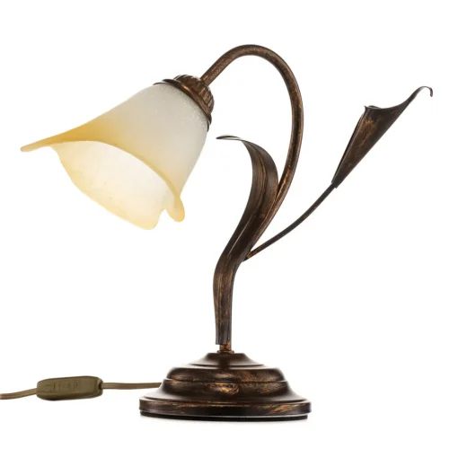 ONLI Bordlampe Lucrezia i bronse med blomsterskjerm Clearance