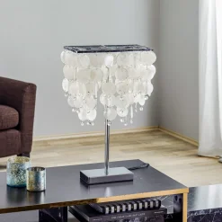ONLI Bordlampe Makani, krom, med skjelldekor