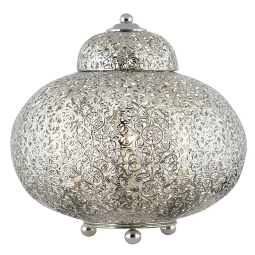 Searchlight Bordlampe Maroccan Fretwork i blank nikkel Outlet