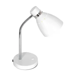 Steinhauer Bordlampe med fjær, hvit, metall, fleksibel arm, med bryter Hot