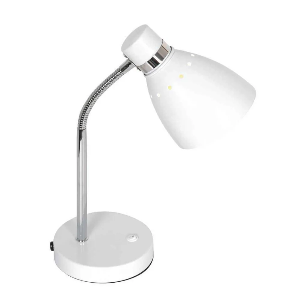 Steinhauer Bordlampe med fjær, hvit, metall, fleksibel arm, med bryter Hot