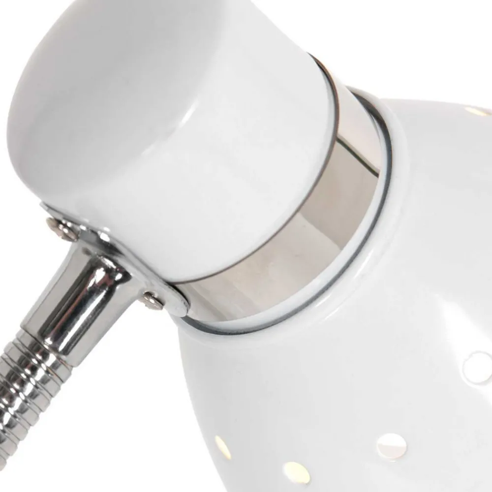 Steinhauer Bordlampe med fjær, hvit, metall, fleksibel arm, med bryter Hot