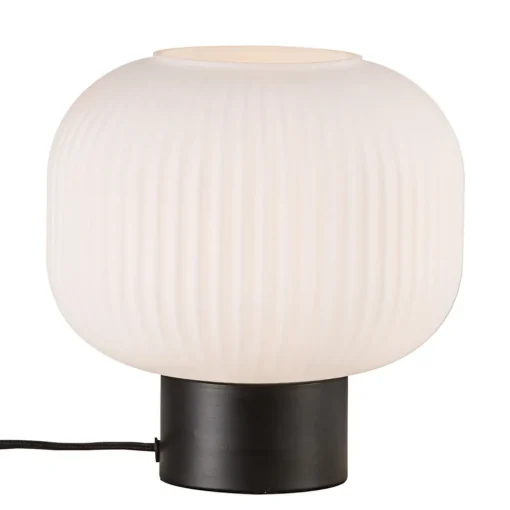 Nordlux Bordlampe Milford med glasskjerm, svart fot Best
