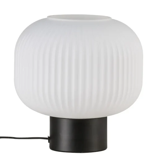 Nordlux Bordlampe Milford med glasskjerm, svart fot Best