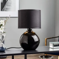 TK Lighting Bordlampe Palla, Ø 20 cm, svart/gull| Bordlamper