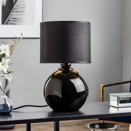 TK Lighting Bordlampe Palla, Ø 20 cm, svart/gull| Bordlamper