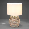Reality Leuchten Bordlampe Rike, rottingfot og stoffskjerm| Bordlamper