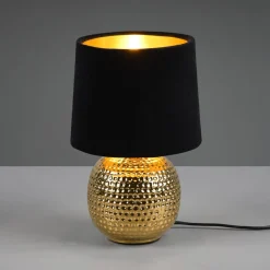 Reality Leuchten Bordlampe Sophia med keramisk fot, svart/gull| Bordlamper