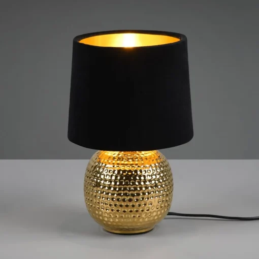 Reality Leuchten Bordlampe Sophia med keramisk fot, svart/gull| Bordlamper