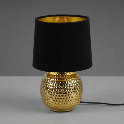Reality Leuchten Bordlampe Sophia med keramisk fot, svart/gull| Bordlamper