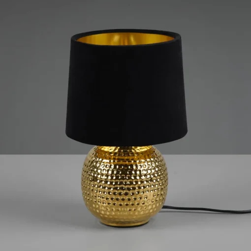 Reality Leuchten Bordlampe Sophia med keramisk fot, svart/gull| Bordlamper