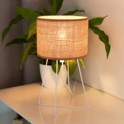 Duolla Bordlampe Trixi med trådramme hvit/beige, stoff, E14 Online