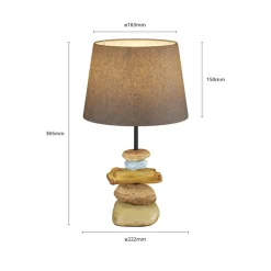 ONLI Bordlampe Vera, stoffskjerm og steindekor, 38 cm