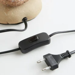 ONLI Bordlampe Vera, stoffskjerm og steindekor, 38 cm