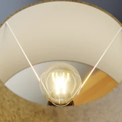 ONLI Bordlampe Vera, stoffskjerm og steindekor, 38 cm