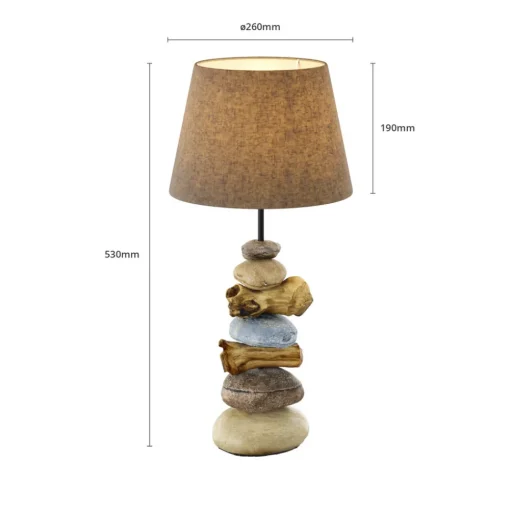 ONLI Bordlampe Vera, stoffskjerm og steindekor, 55 cm Hot