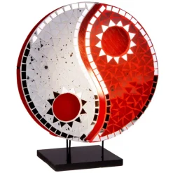 Woru Bordlampe Ying Yang med mosaiske speilsteiner, rød| Bordlamper
