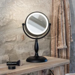 Markslöjd Bordspeil med lys, svart, metall, høyde 36 cm Outlet