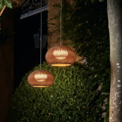 Bover LED-hengelampe Garota, støpsel grafittbrun/brun Online