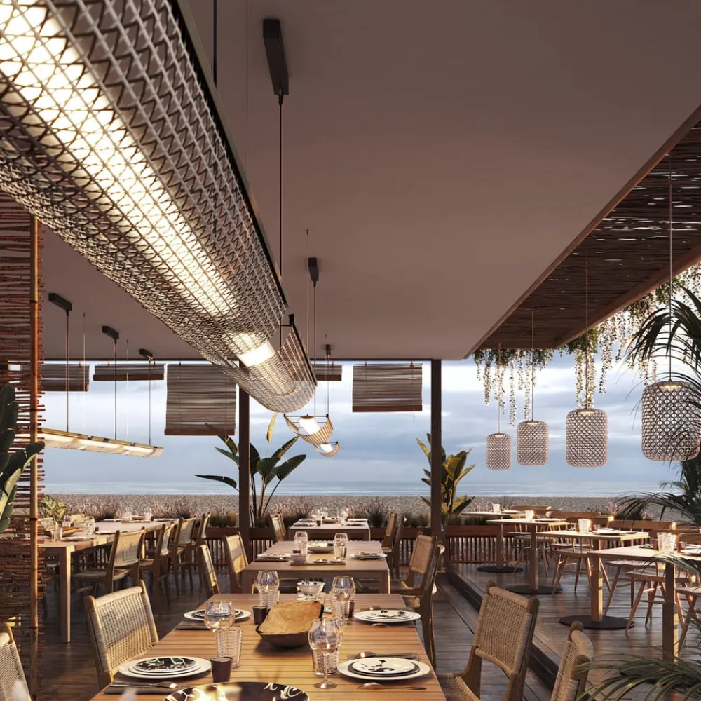 Bover LED-hengelampe Nans Balis S/140, brun/brun, 140 cm| Pendellamper Utendørs