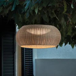 Bover LED-pendellampe Perris, brun/beige, Ø 47 cm| Pendellamper Utendørs