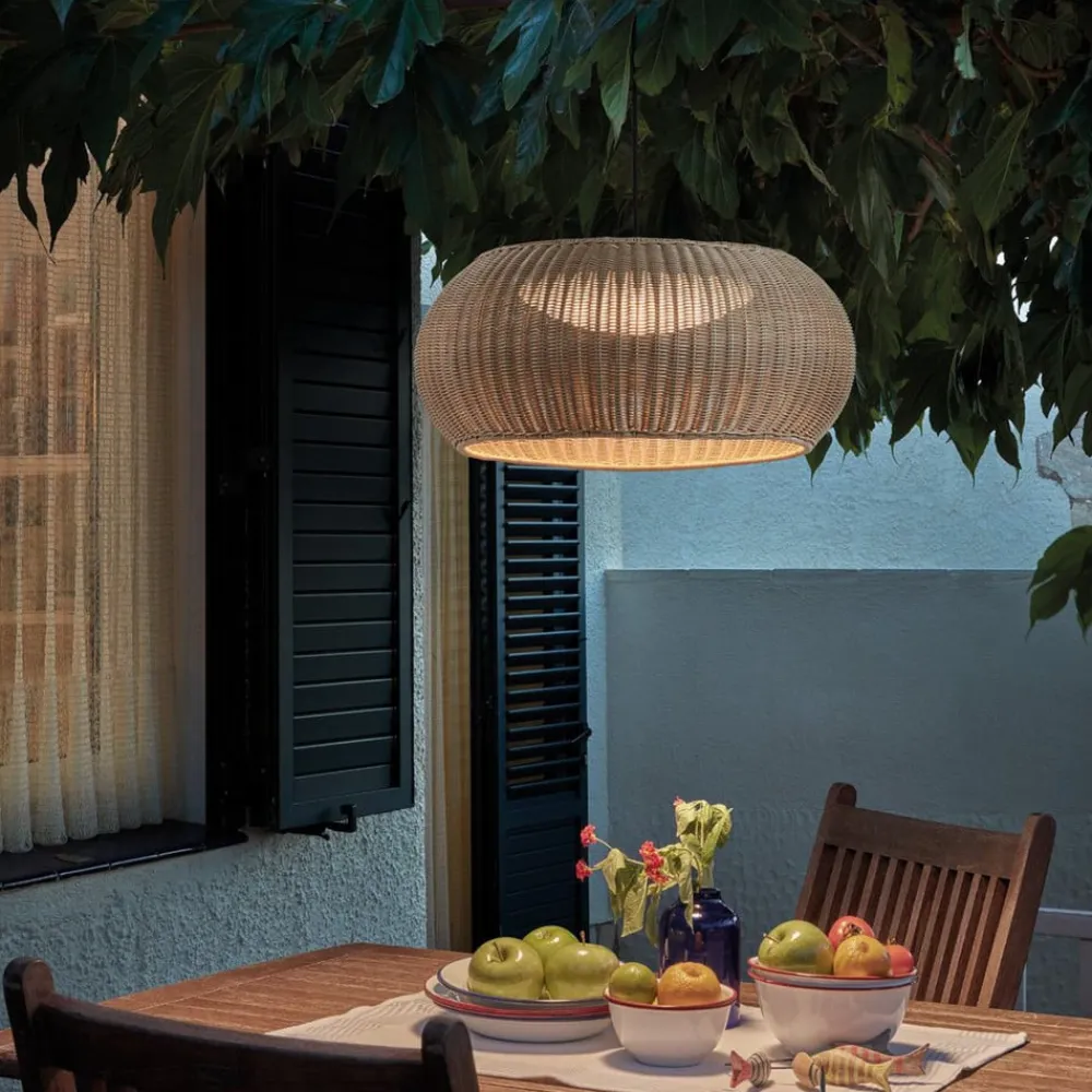 Bover LED-pendellampe Perris, brun/beige, Ø 47 cm| Pendellamper Utendørs