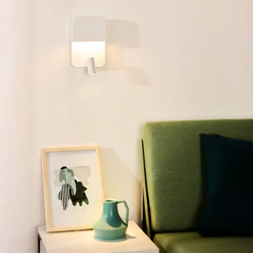 Lucide Boxer LED-vegglampe med spot, hvit Online