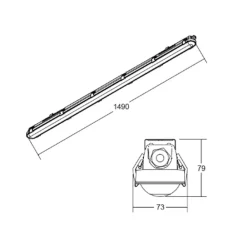 BRUMBERG Humid One lampe til våtrom, 28 W, 149 cm| Teknisk Lys