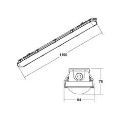 BRUMBERG Humid One Pro LED-badelampe DALI 119cm| Teknisk Lys