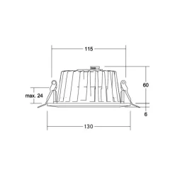 BRUMBERG LED innfelt downlight Lydon Mini, on/off, 3 000 K