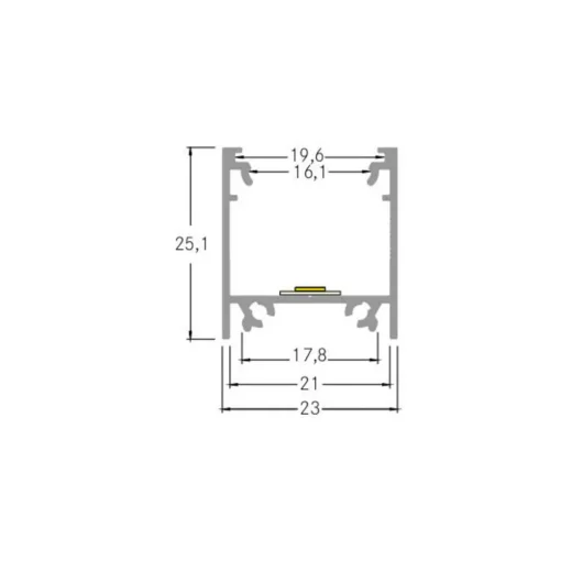 BRUMBERG monteringsprofil høyde 25 mm lengde 2 m aluminium