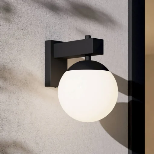 EGLO Bufalata utendørs vegglampe, svart/opalhvit Hot