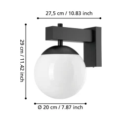 EGLO Bufalata utendørs vegglampe, svart/opalhvit Hot