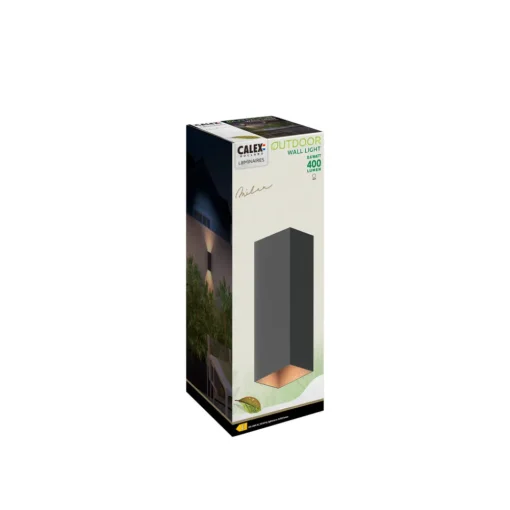 Calex LED utendørs vegglampe Rektangel opp/ned høyde 23cm sort Discount