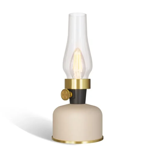 Calex LED-bordlampe med batteri Lavinio, sandfarget, dimmer| Terrassebelysning