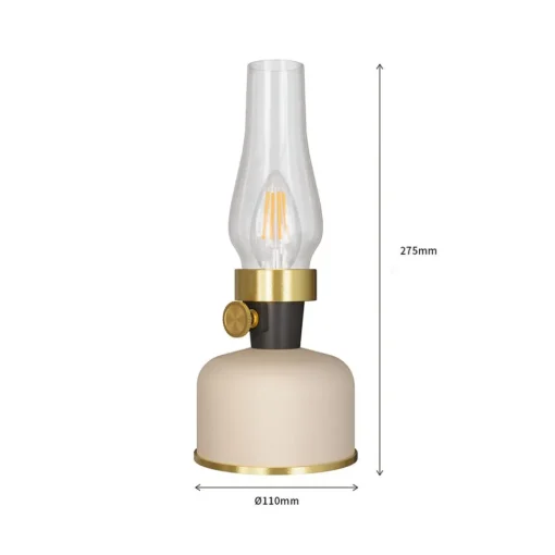 Calex LED-bordlampe med batteri Lavinio, sandfarget, dimmer| Terrassebelysning
