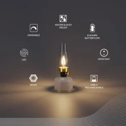 Calex LED-bordlampe med batteri Lavinio, sandfarget, dimmer| Terrassebelysning