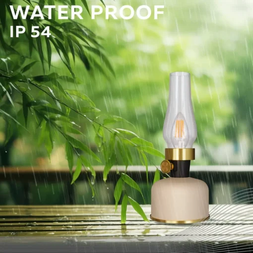 Calex LED-bordlampe med batteri Lavinio, sandfarget, dimmer| Terrassebelysning