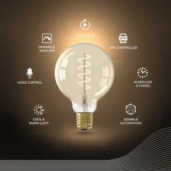 Calex Smart LED E27 7W G95 1800 - 3000 K Glødetråd 2-pak| Smarthus Lyspærer